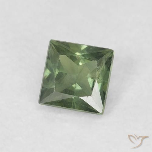 Zafiro Verde bosque natural de 0.31 ct, Cuadrado, VS