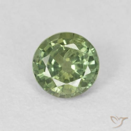 0.54ct Natural Verde cálido Zafiro, Redondo, VS
