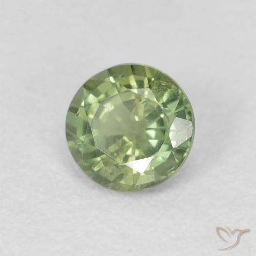 Zafiro Verde cálido natural de 0.54 ct, Redondo, VS