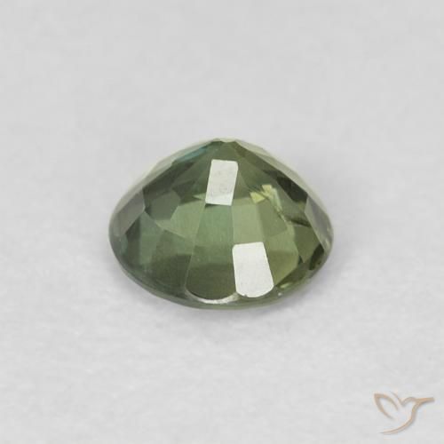 Zafiro Verde cálido natural de 0.54 ct, Redondo, VS