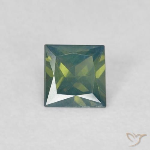 0.32ct Natural Verde oscuro Zafiro, Cuadrado, VS