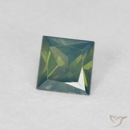 Zafiro Verde oscuro natural de 0.32 ct, Cuadrado, VS