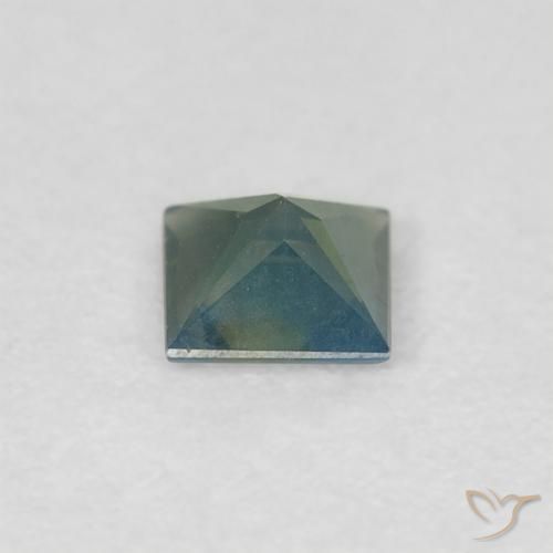 Zafiro Verde oscuro natural de 0.32 ct, Cuadrado, VS