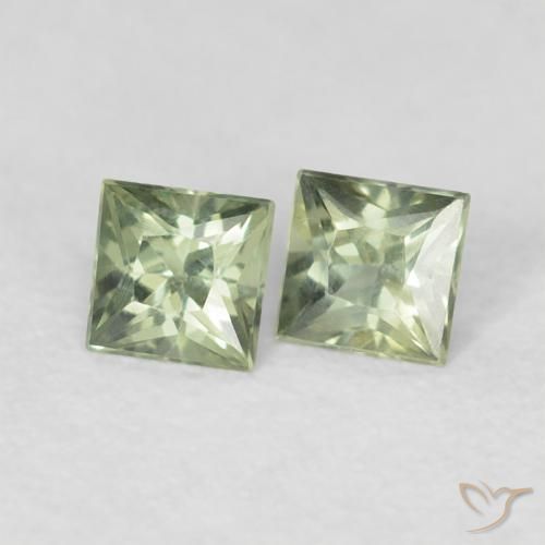 Gemas de Zafiro Verde medio natural de 0.36 ct, Cuadrado, VS
