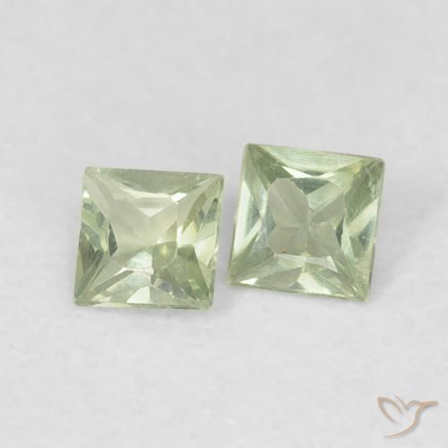 Gemas de Zafiro Verde lima claro natural de 0.34 ct, Cuadrado, VS