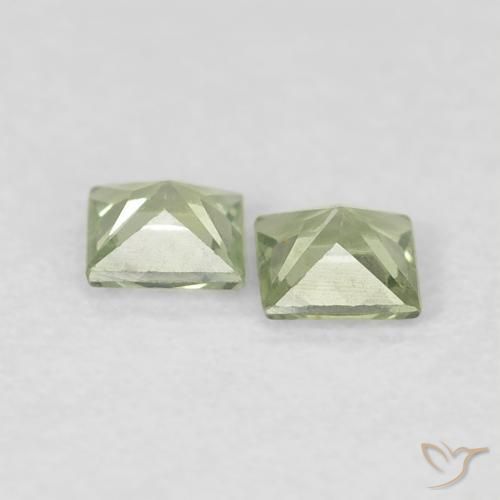Gemas de Zafiro Verde lima claro natural de 0.34 ct, Cuadrado, VS