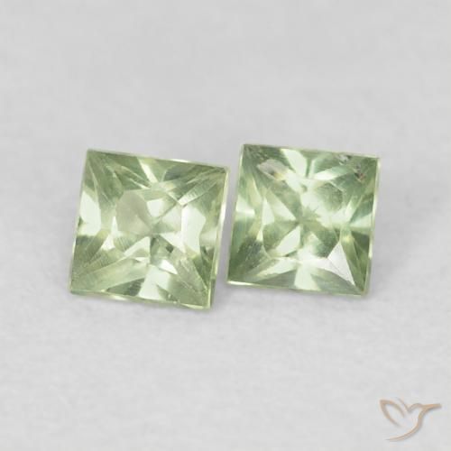 Gemas de Zafiro Verde salvia muy claro natural de 0.40 ct, Cuadrado, VS