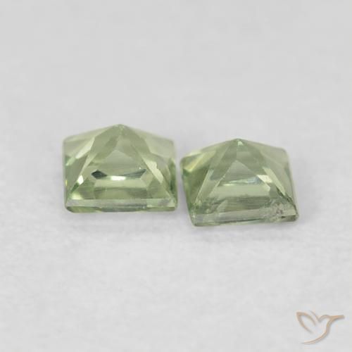 Gemas de Zafiro Verde salvia muy claro natural de 0.40 ct, Cuadrado, VS
