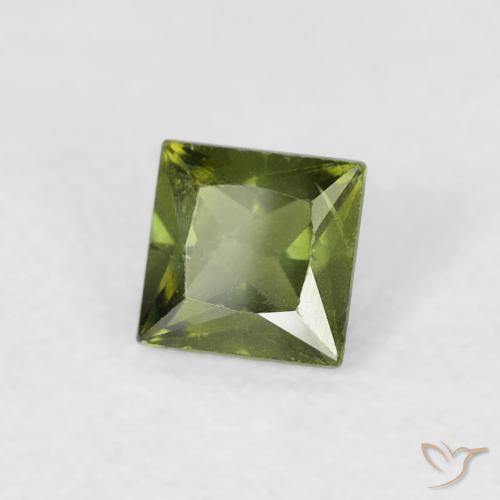Zafiro Verde cálido natural de 0.36 ct, Cuadrado, VS
