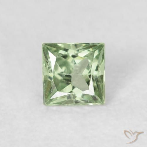 0.18ct Natural Verde claro Zafiro, Cuadrado, VS