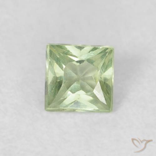 0.21ct Natural Verde pera pálido Zafiro, Cuadrado, VS