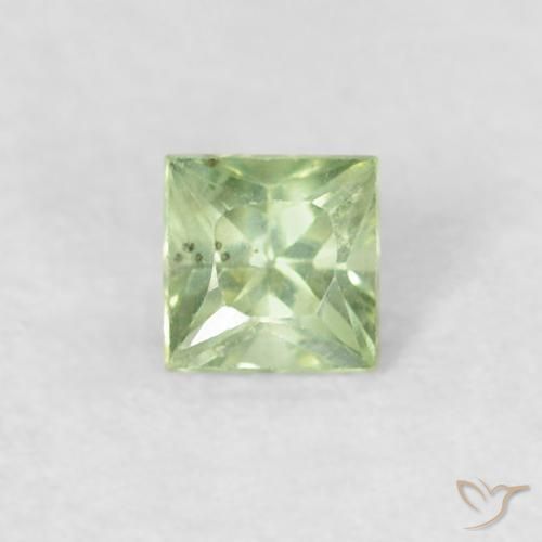 0.18ct Natural Verde amarillo claro Zafiro, Cuadrado, VS
