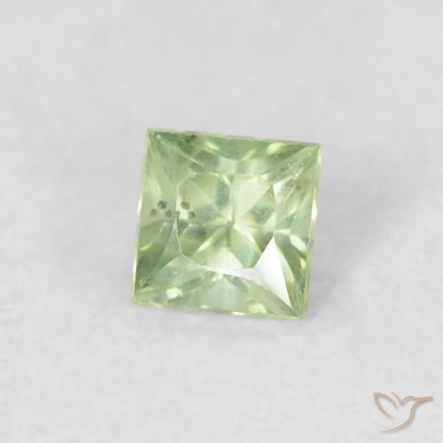 Zafiro Verde amarillo claro natural de 0.18 ct, Cuadrado, VS