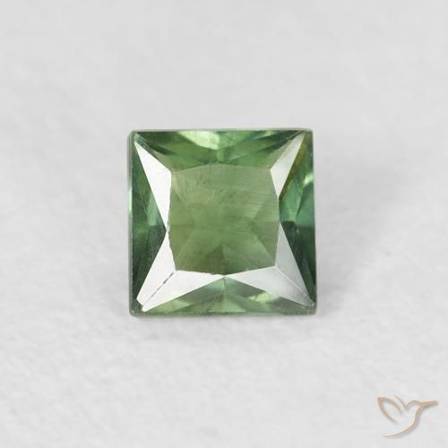 0.33ct Natural Verde medio Zafiro, Cuadrado, VS