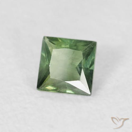 Zafiro Verde medio natural de 0.33 ct, Cuadrado, VS