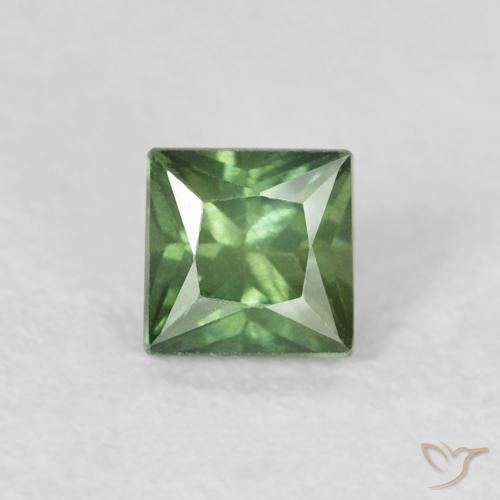 0.40ct Natural Verde oscuro Zafiro, Cuadrado, VS