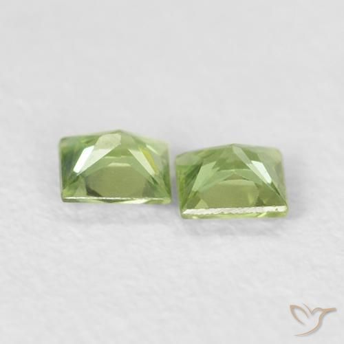 Gemas de Zafiro Verde medio natural de 0.34 ct, Cuadrado, VS
