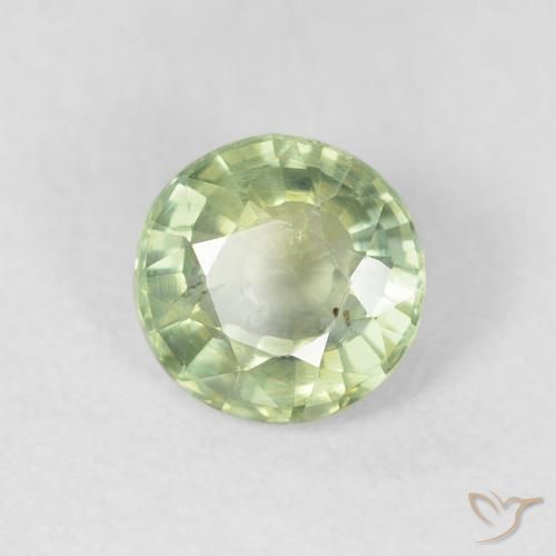 Zafiro Verde muy claro natural de 0.80 ct, Redondo, VS