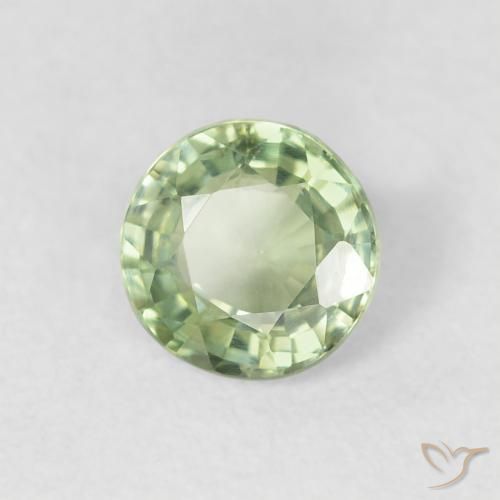Zafiro Verde claro natural de 0.72 ct, Redondo, VS