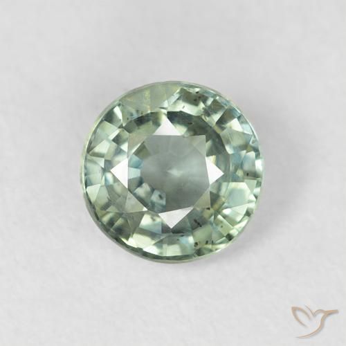 0.79ct Natural Verde terroso Zafiro, Redondo, VS