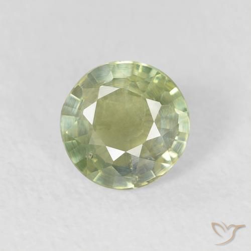 0.63ct Natural Verde Oliva Zafiro, Redondo, VS