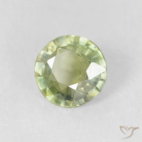 Zafiro Verde Oliva natural de 0.63 ct, Redondo, VS
