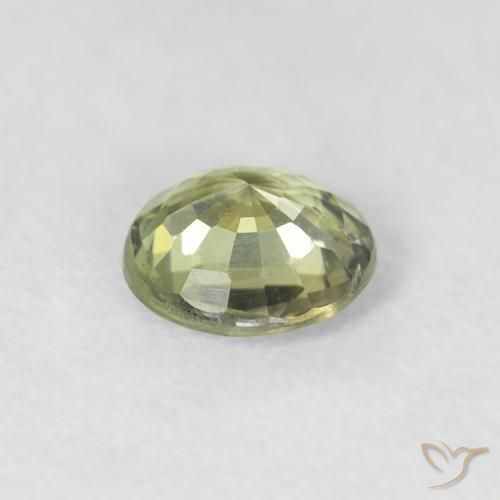 Zafiro Verde Oliva natural de 0.63 ct, Redondo, VS