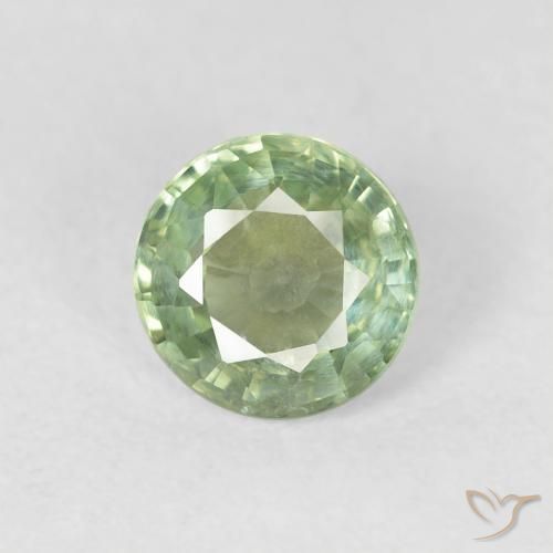 0.73ct Natural Verde muy claro Zafiro, Redondo, VS