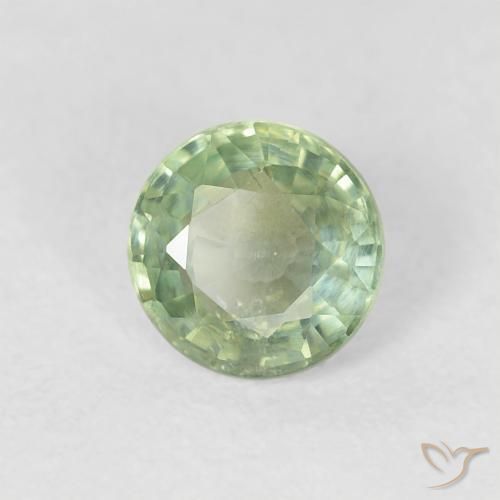 Zafiro Verde muy claro natural de 0.73 ct, Redondo, VS