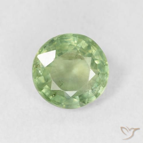 0.80ct Natural Verde cálido Zafiro, Redondo, VS