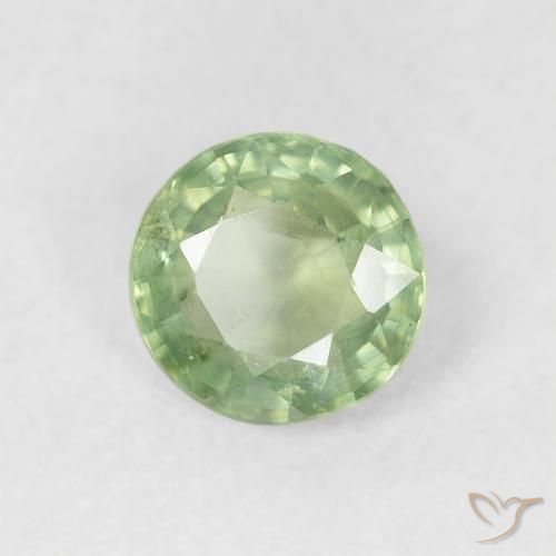 Zafiro Verde cálido natural de 0.80 ct, Redondo, VS