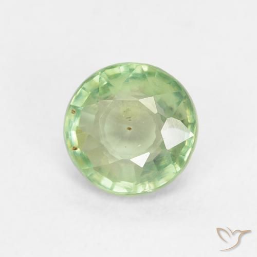 Zafiro Verde medio natural de 0.81 ct, Redondo, VS