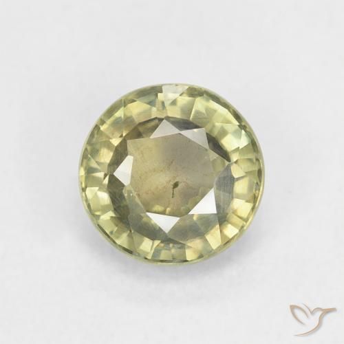 0.86ct Natural Verde amarillento Zafiro, Redondo, VS
