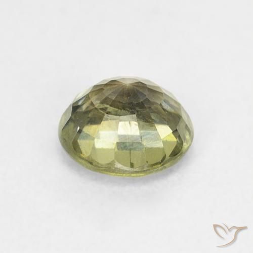 Zafiro Verde amarillento natural de 0.86 ct, Redondo, VS