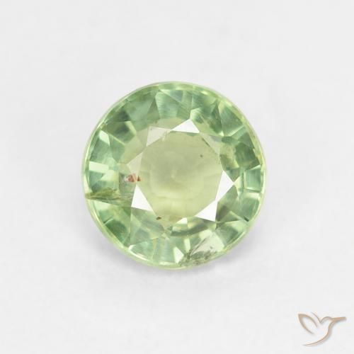 0.82ct Natural Verde amarillo Zafiro, Redondo, VS