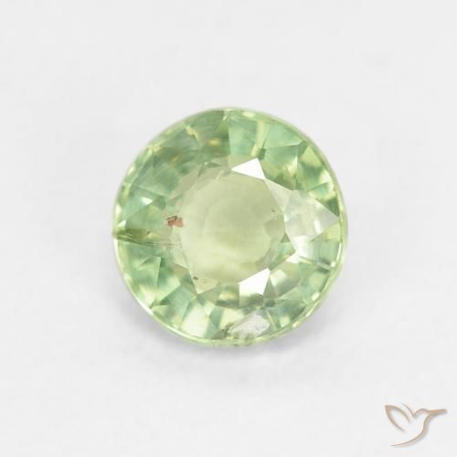 Zafiro Verde amarillo natural de 0.82 ct, Redondo, VS