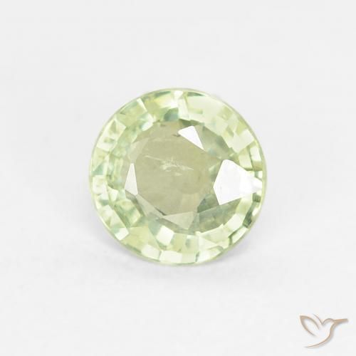 Zafiro Verde claro natural de 0.61 ct, Redondo, VS