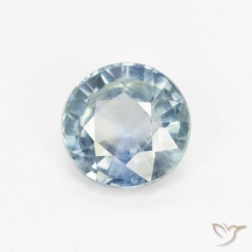 Zafiro Azul pálido natural de 0.70 ct, Redondo, VS
