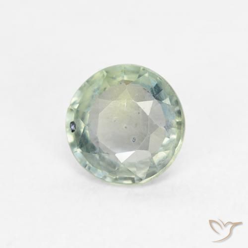 Zafiro Verde medio natural de 0.59 ct, Redondo, VS