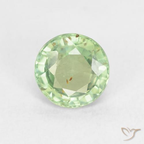 0.81ct Natural Verde amarillento claro Zafiro, Redondo, VS