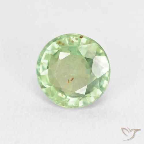Zafiro Verde amarillento claro natural de 0.81 ct, Redondo, VS