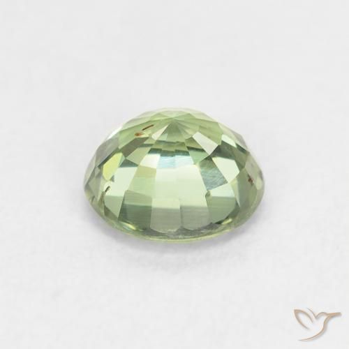 Zafiro Verde amarillento claro natural de 0.81 ct, Redondo, VS