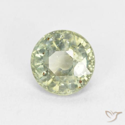 Zafiro Verde pálido natural de 0.83 ct, Redondo, VS