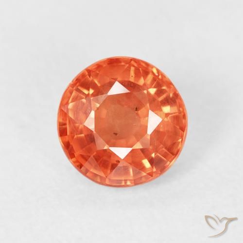 0.87ct Natural Naranja rojizo Zafiro, Redondo, VS