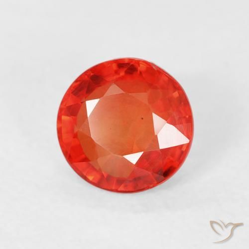 Zafiro Naranja rojizo natural de 0.73 ct, Redondo, VS