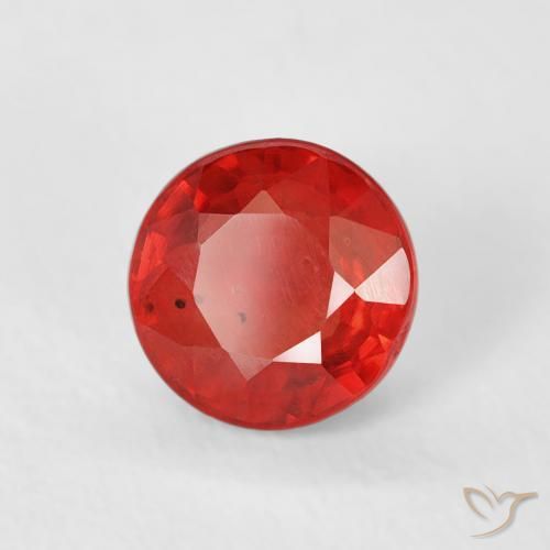 Zafiro Rojo claro natural de 0.82 ct, Redondo, VS