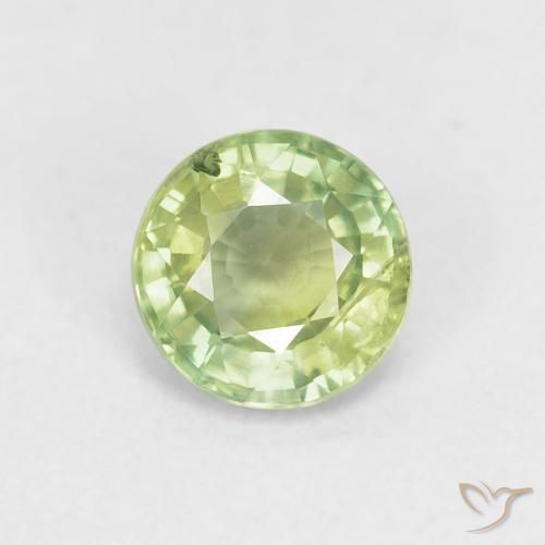 0.85ct Natural Verde vivo claro Zafiro, Redondo, VS