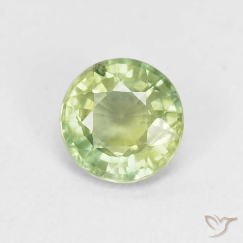 Zafiro Verde vivo claro natural de 0.85 ct, Redondo, VS