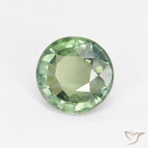 Zafiro Verde bosque claro natural de 0.80 ct, Redondo, VS