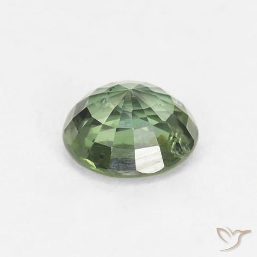 Zafiro Verde bosque claro natural de 0.80 ct, Redondo, VS